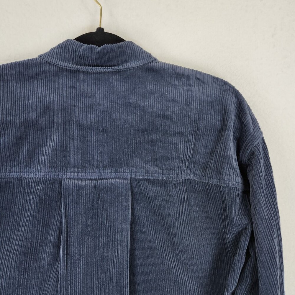 Madewell Shirt Womens Small Blue Cropped Oversized Corduroy Variegated Button Up - Picture 11 of 11